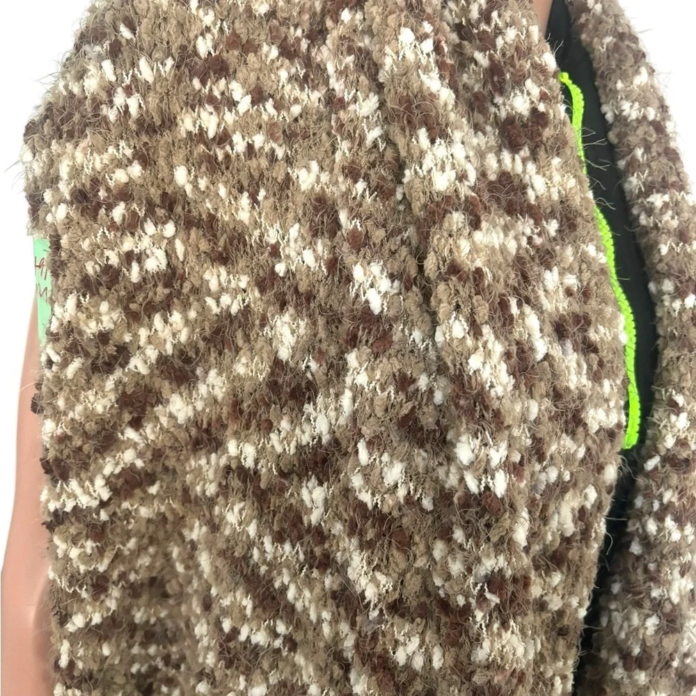 Simply Noelle Knit Scarf Brown Tan Oblong Winter Academia Fuzzy‎ Unisex Chunky
